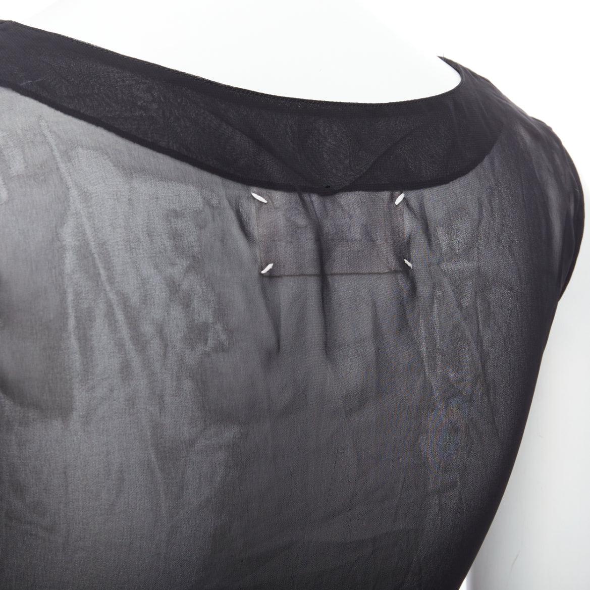 rare MAISON MARGIELA Vintage AW1991 sheer chest darts apron tie midi dress IT42 For Sale 3