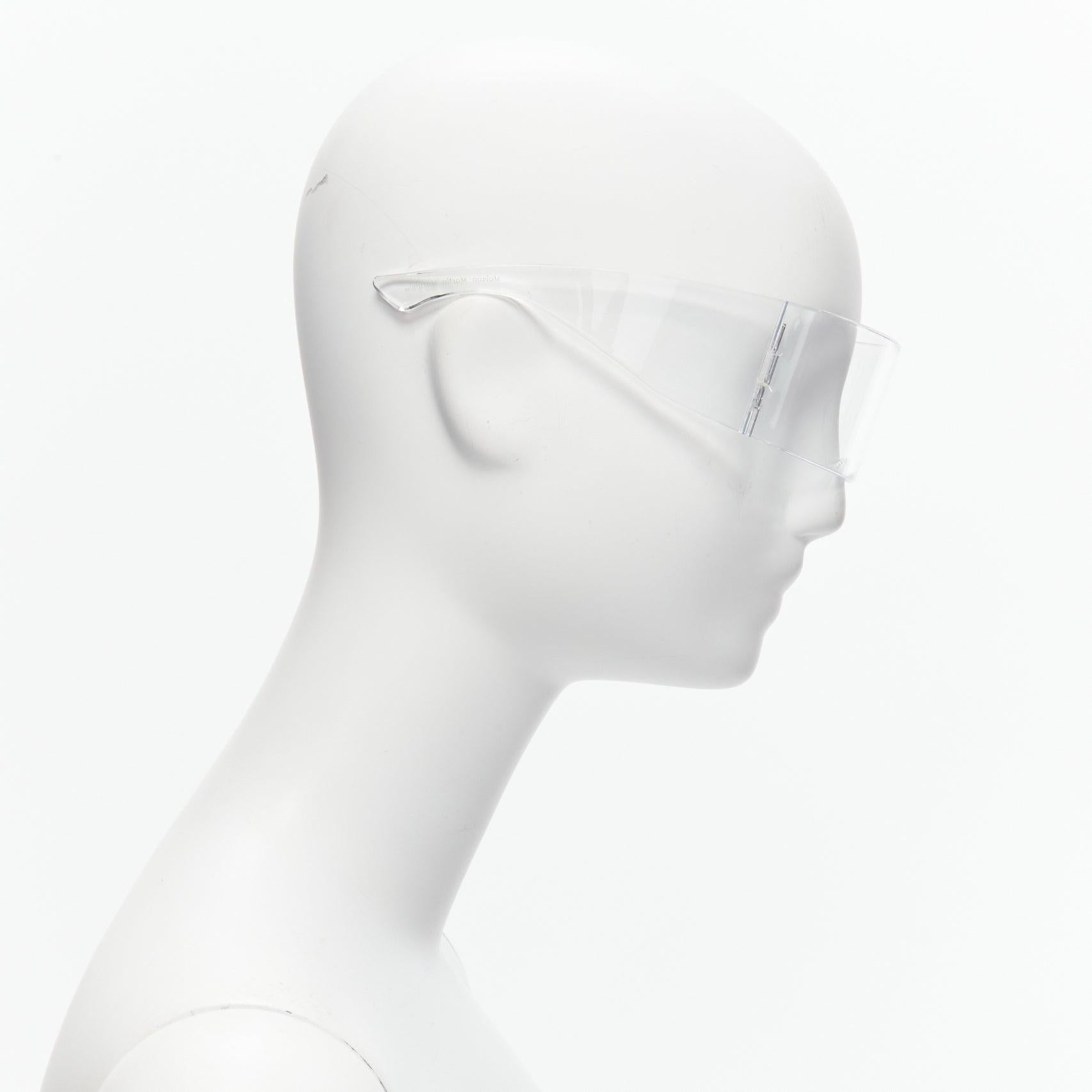Gris rare MAISON MARTIN Margiela 2008 Runway MA1 Incognito clear shield sunglasses en vente