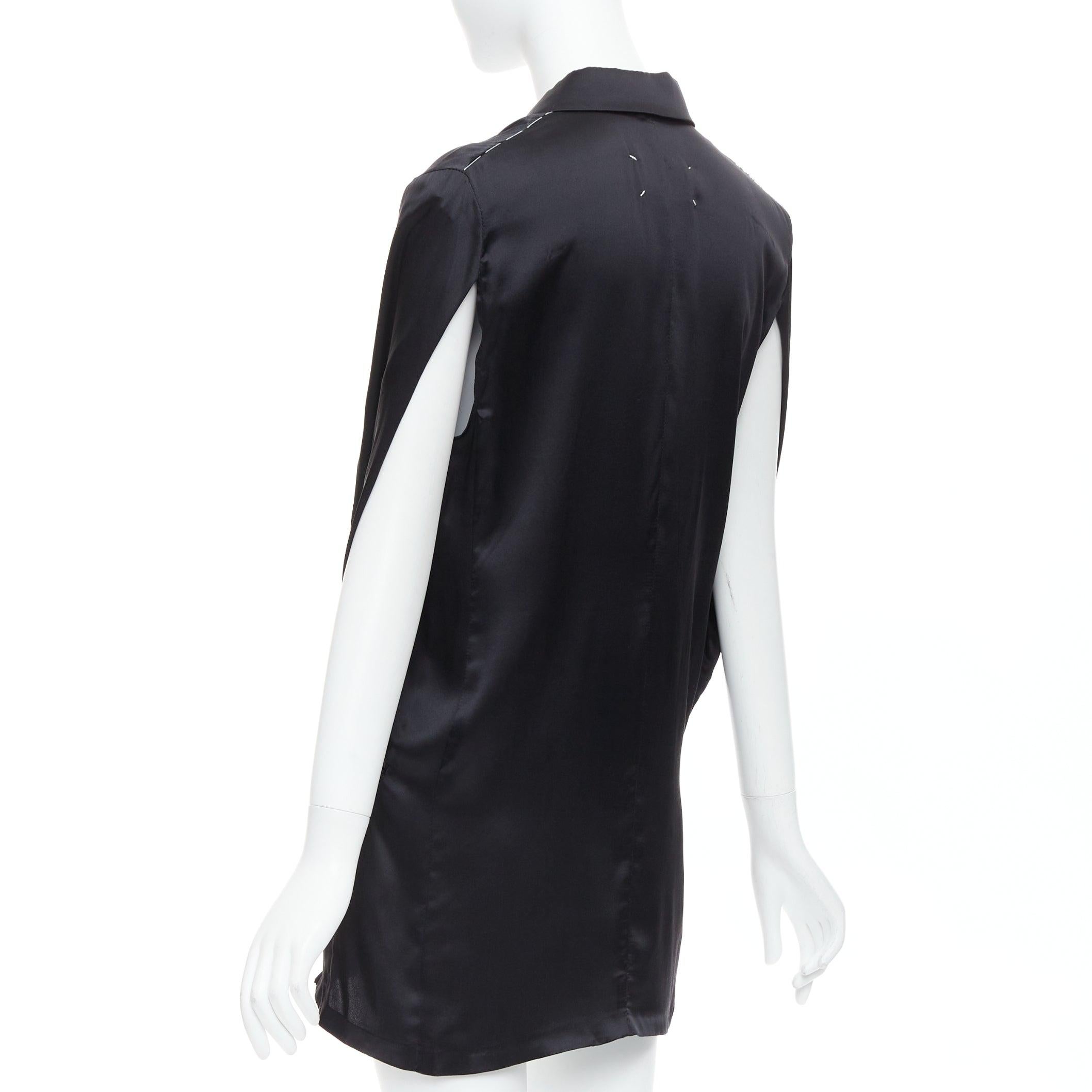 raro MAISON MARTIN MARGIELA 2012 Pasarela vestido blazer negro con mangas remetidas IT36 en venta 1