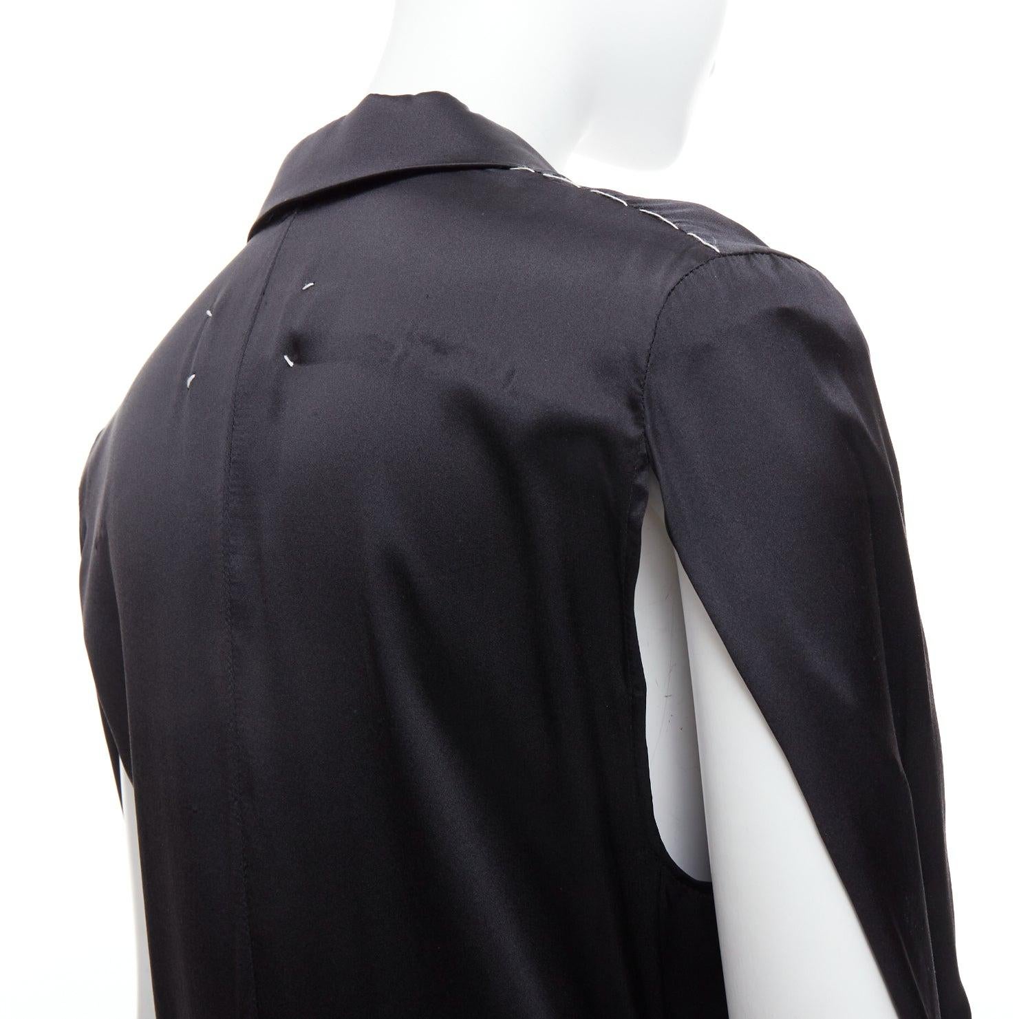raro MAISON MARTIN MARGIELA 2012 Pasarela vestido blazer negro con mangas remetidas IT36 en venta 2