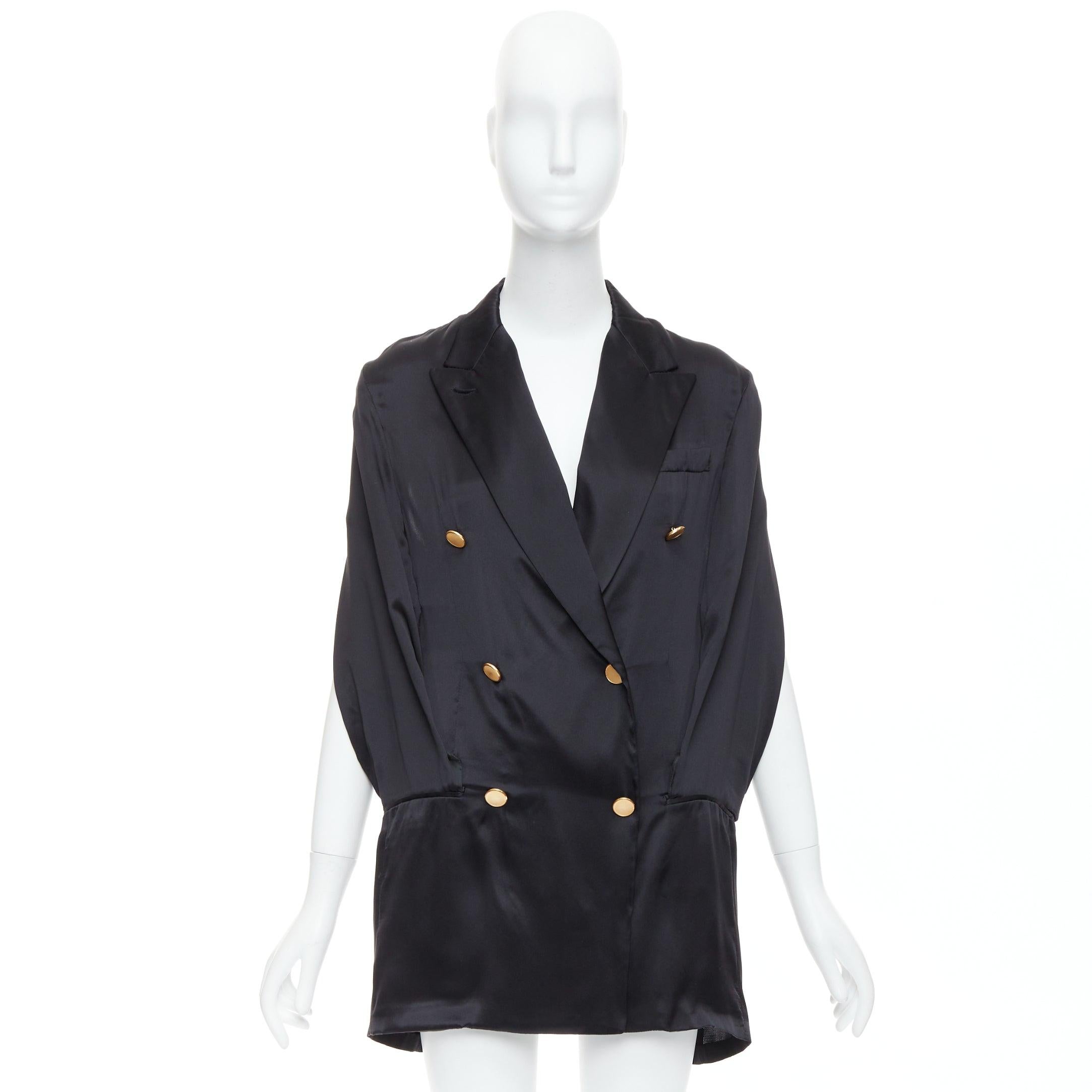 raro MAISON MARTIN MARGIELA 2012 Pasarela vestido blazer negro con mangas remetidas IT36 en venta 4
