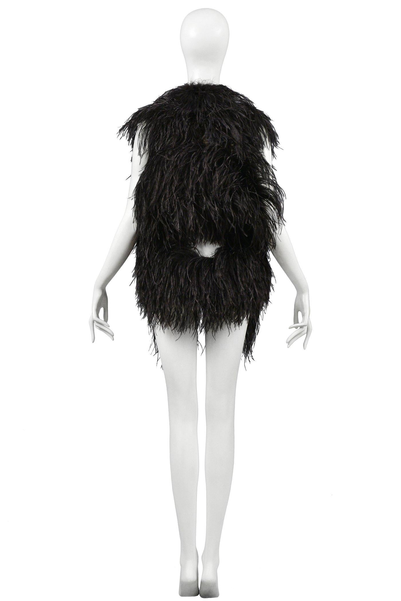 Rare Maison Martin Margiela Black Feather Vest 2004-05 In Excellent Condition In Los Angeles, CA