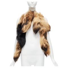 selten MAISON MARTIN MARGIELA Vintage dunkelbrauner Echtpelz-Leder-Schal