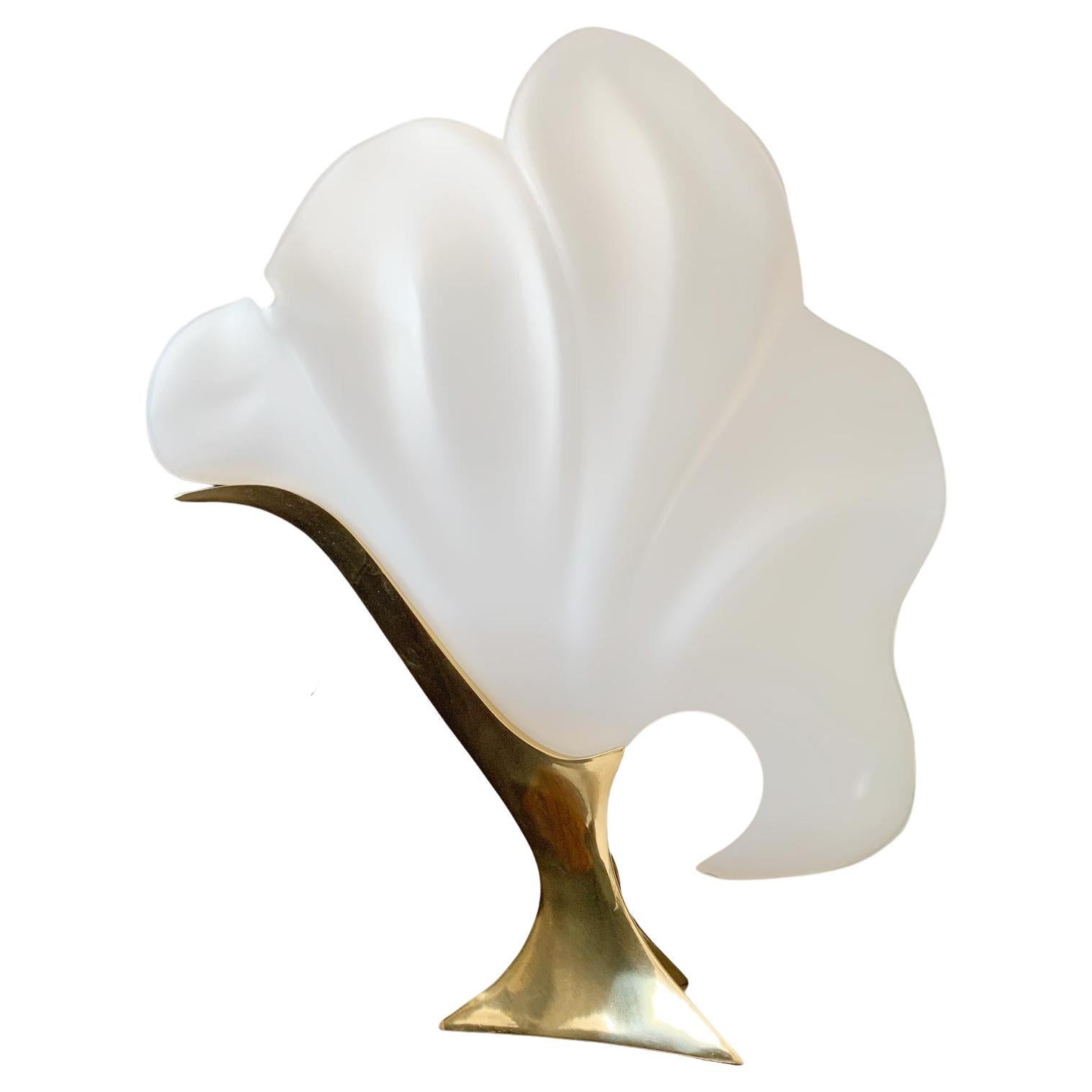 Rare lampe coquillage figurative blanche Maison Rougier, 1970 en vente