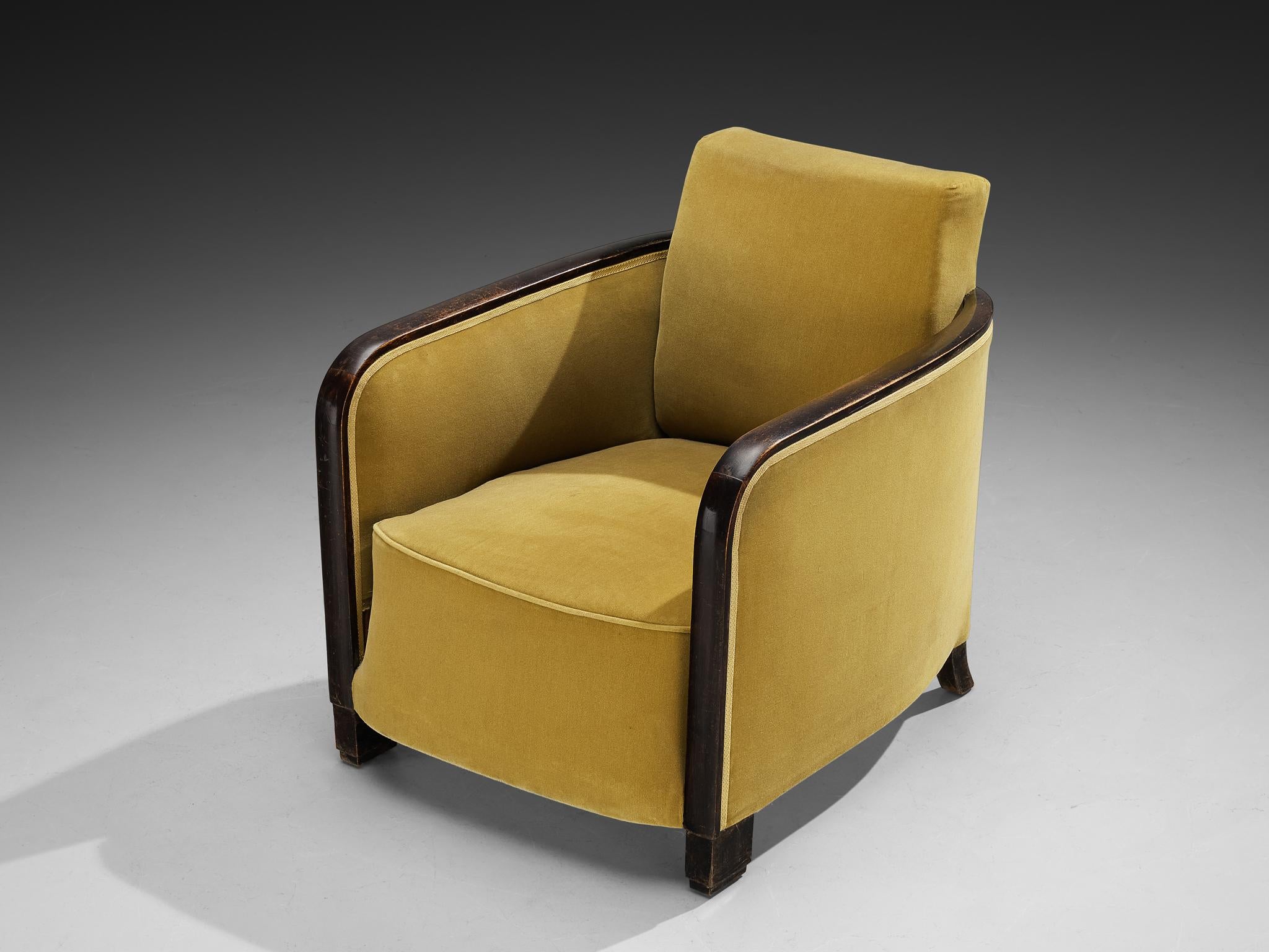 Velvet Rare Maison Soubrier Pair of Late 1920s Art Deco Armchairs For Sale