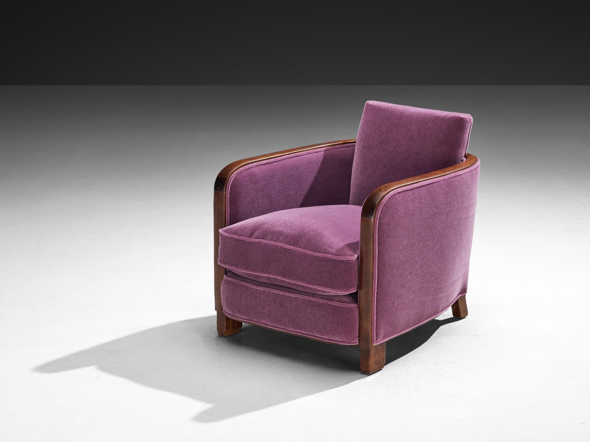 Rara Maison Soubrier Coppia di poltrone Art Déco fine anni '20 in viola Pierre Frey in vendita 4