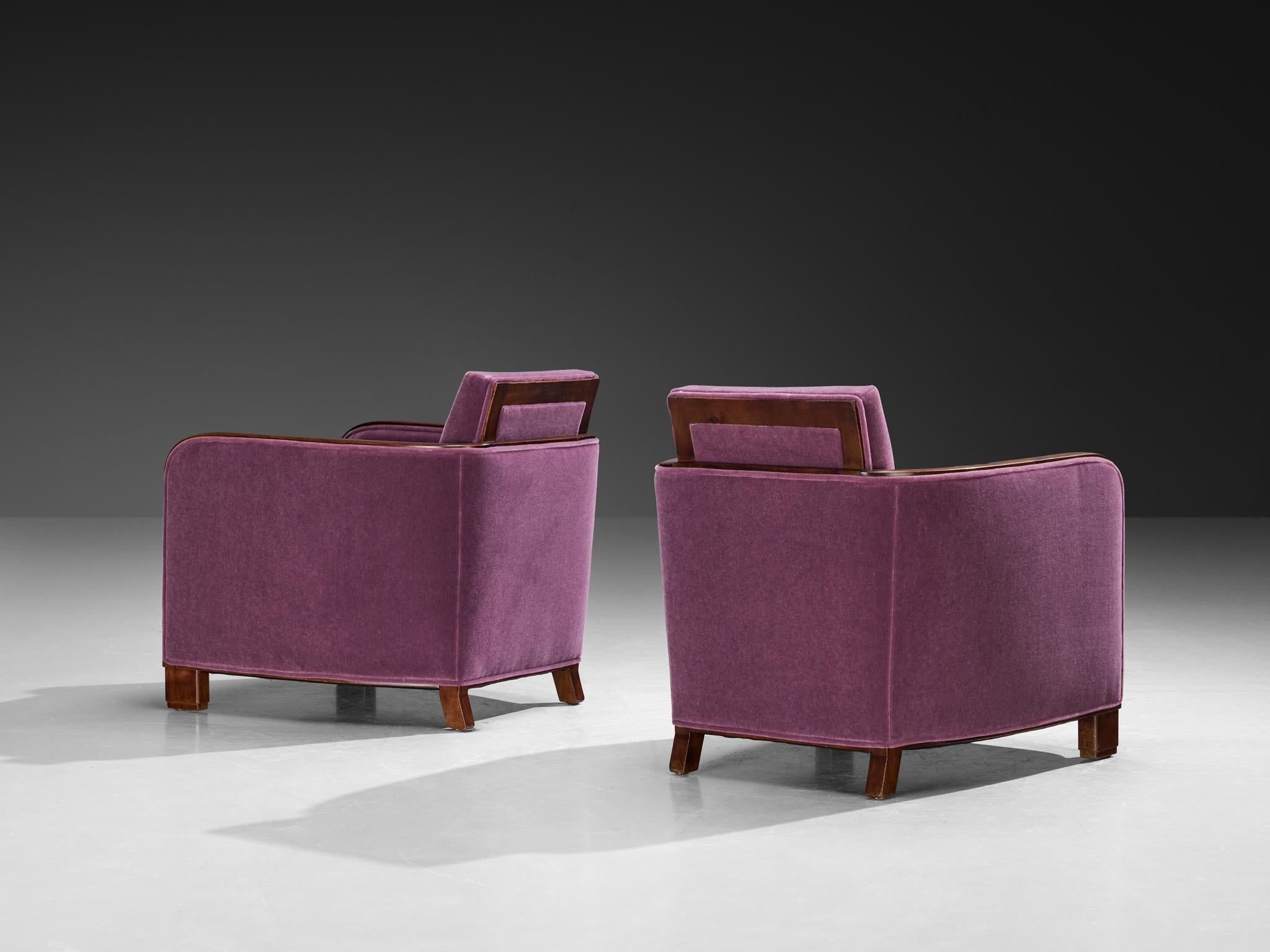 Rara Maison Soubrier Coppia di poltrone Art Déco fine anni '20 in viola Pierre Frey in vendita 2