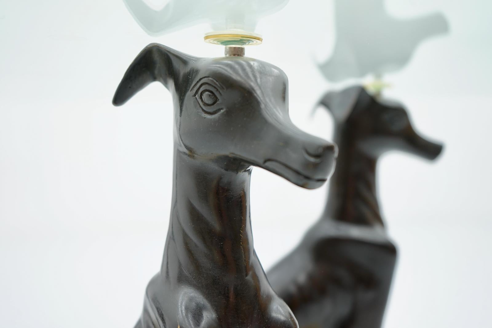 Rare Maitland Smith Brass and Glass Coffee Table Greyhound Dog In Good Condition In Frankfurt / Dreieich, DE