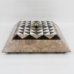 Rara caja de mármol teselado sobredimensionado Maitland Smith