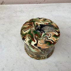 Rare Majolica Box with Cicada Pichon Uzes, circa 1890