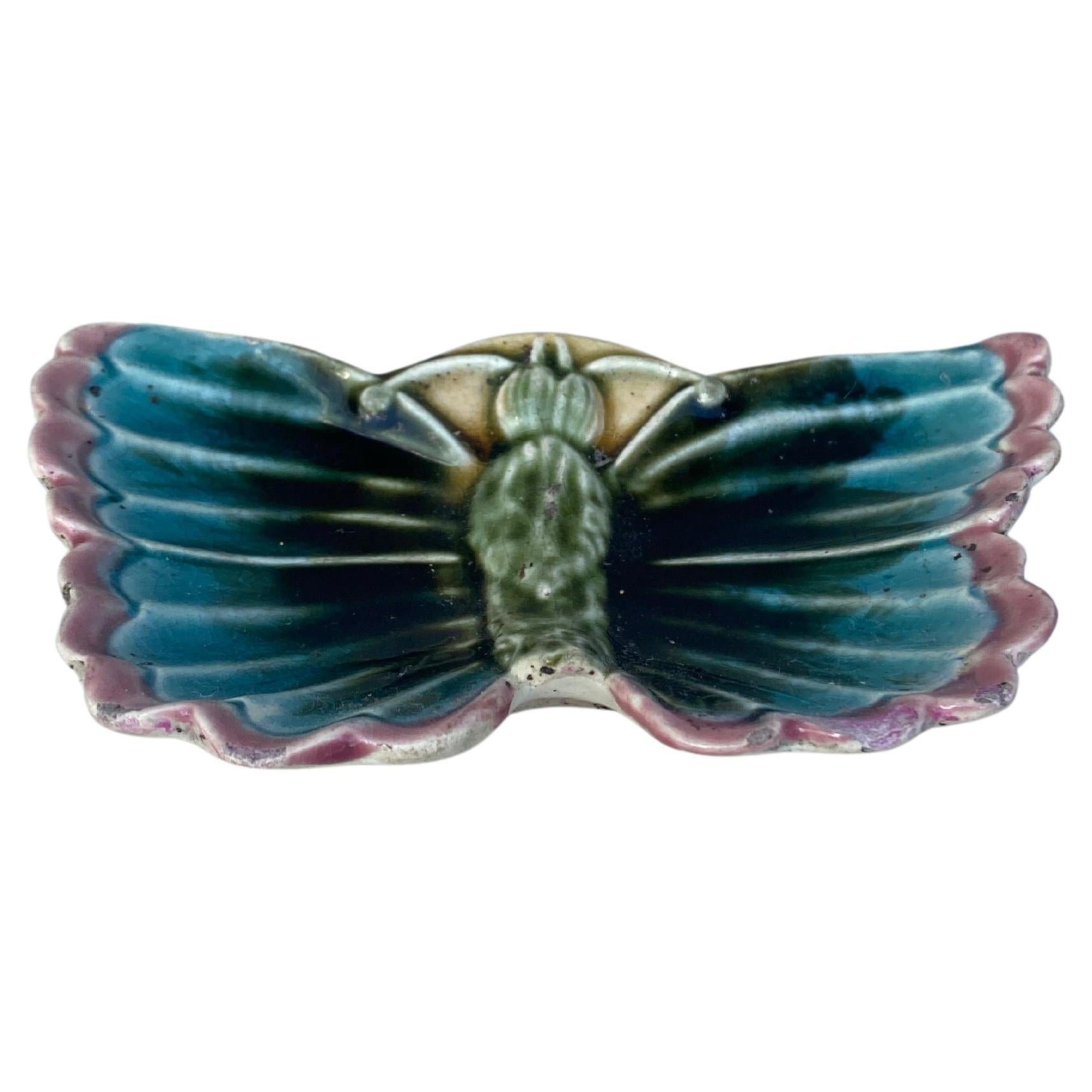 Rara mariposa de mayólica Butterfly Pat Fives Lille circa 1900.
 