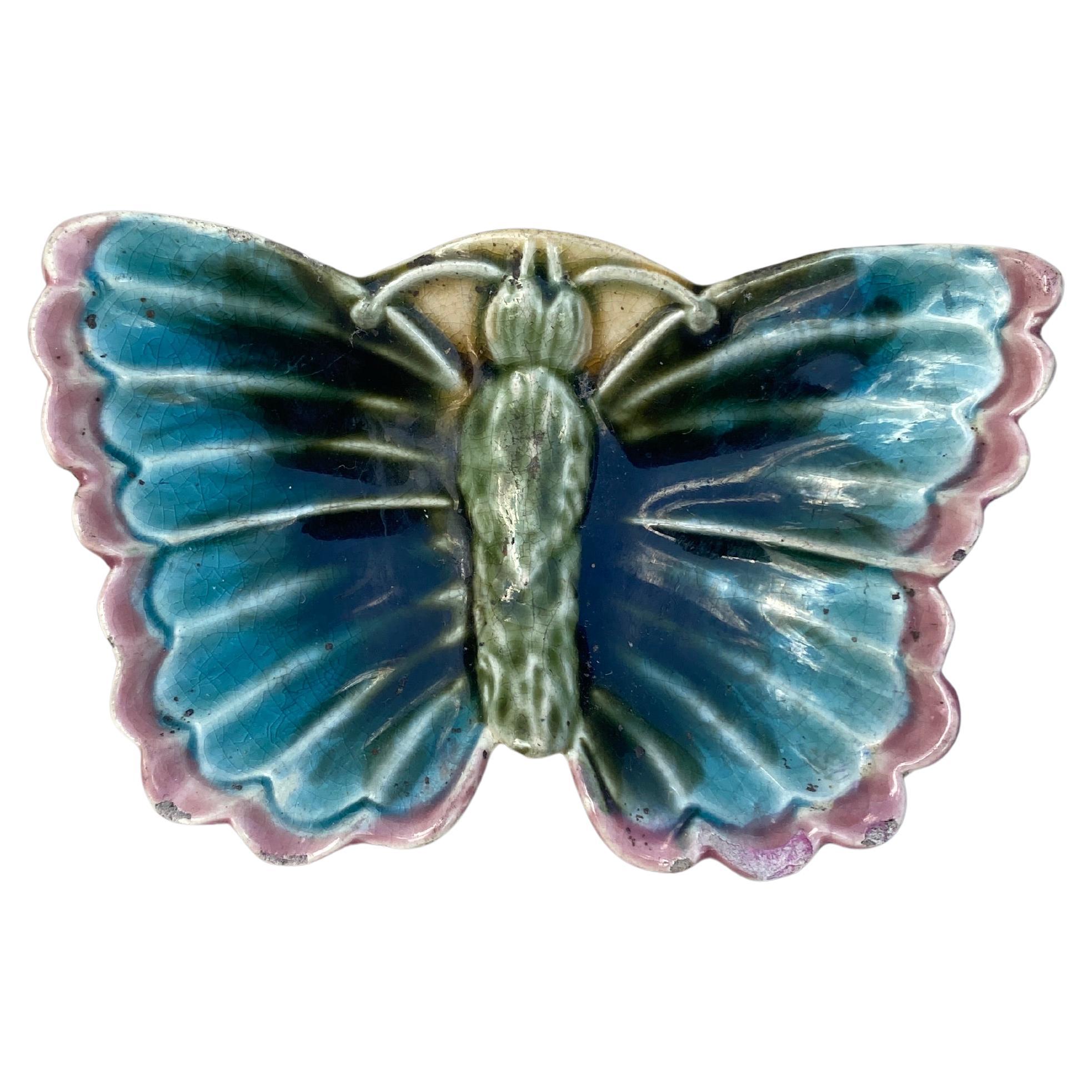 Rara mariposa de mayólica Butterfly Pat Fives Lille circa 1900