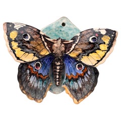 Rare Majolica Butterfly Wall Pocket Clement Massier, circa 1900