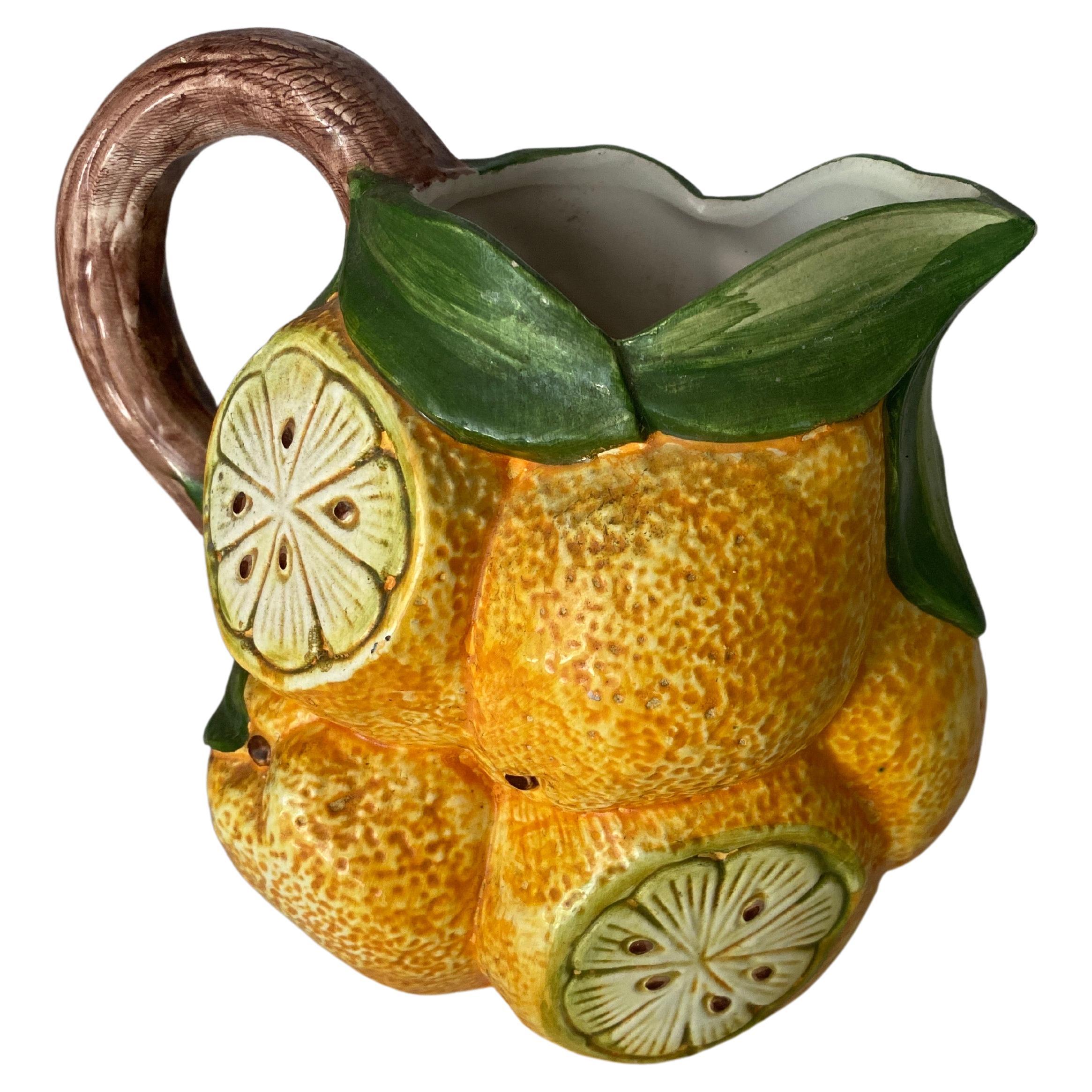 Rare Majolica Ceramic Free Fruits Forms  Jug or Pitcher 1960 Signed In Good Condition For Sale In Auribeau sur Siagne, FR