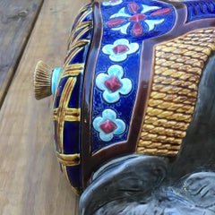 Rare fontaine à éléphant en majolique de Sarreguemines, vers 1890