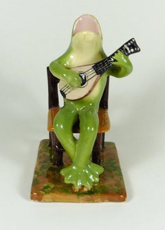 Rare Majolica Frog Sitting on a Chair Jerome Massier, circa 1910
