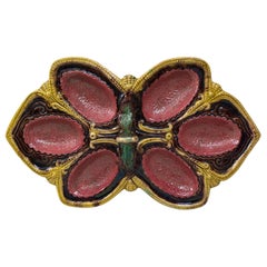 Rare Majolica Palissy Egg Handled Platter, Circa 1870
