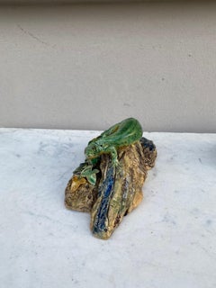 Raro lagarto de mayólica de Palissy Joseph Landais Circa 1860