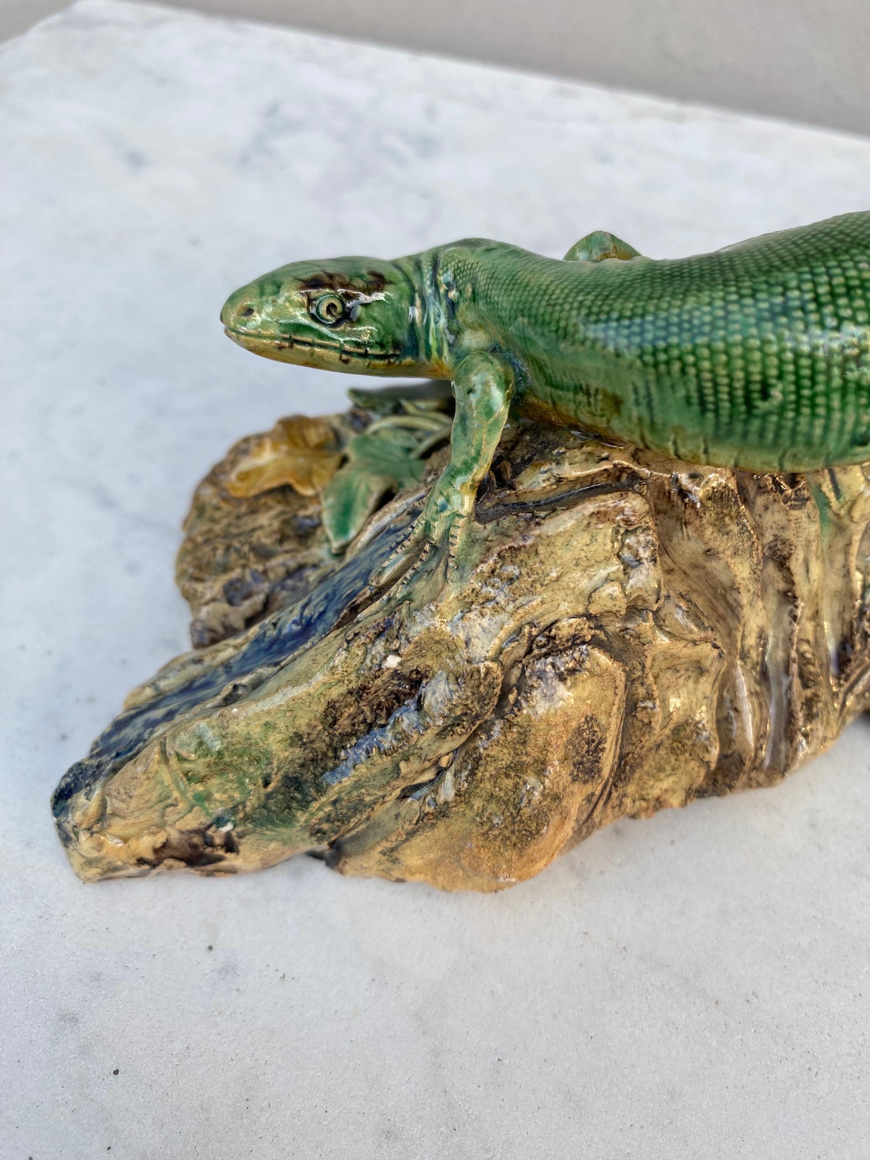 Rare Majolica Palissy Lizard Joseph Landais Circa 1860 For Sale 1