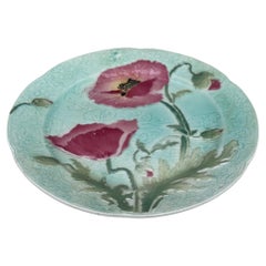 Rare Majolica Poppies Keller & Guerin Saint Clement Plate