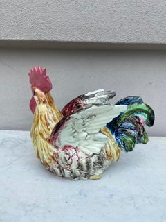 Rare Majolica Rooster Jardinière Delphin Massier, circa 1890