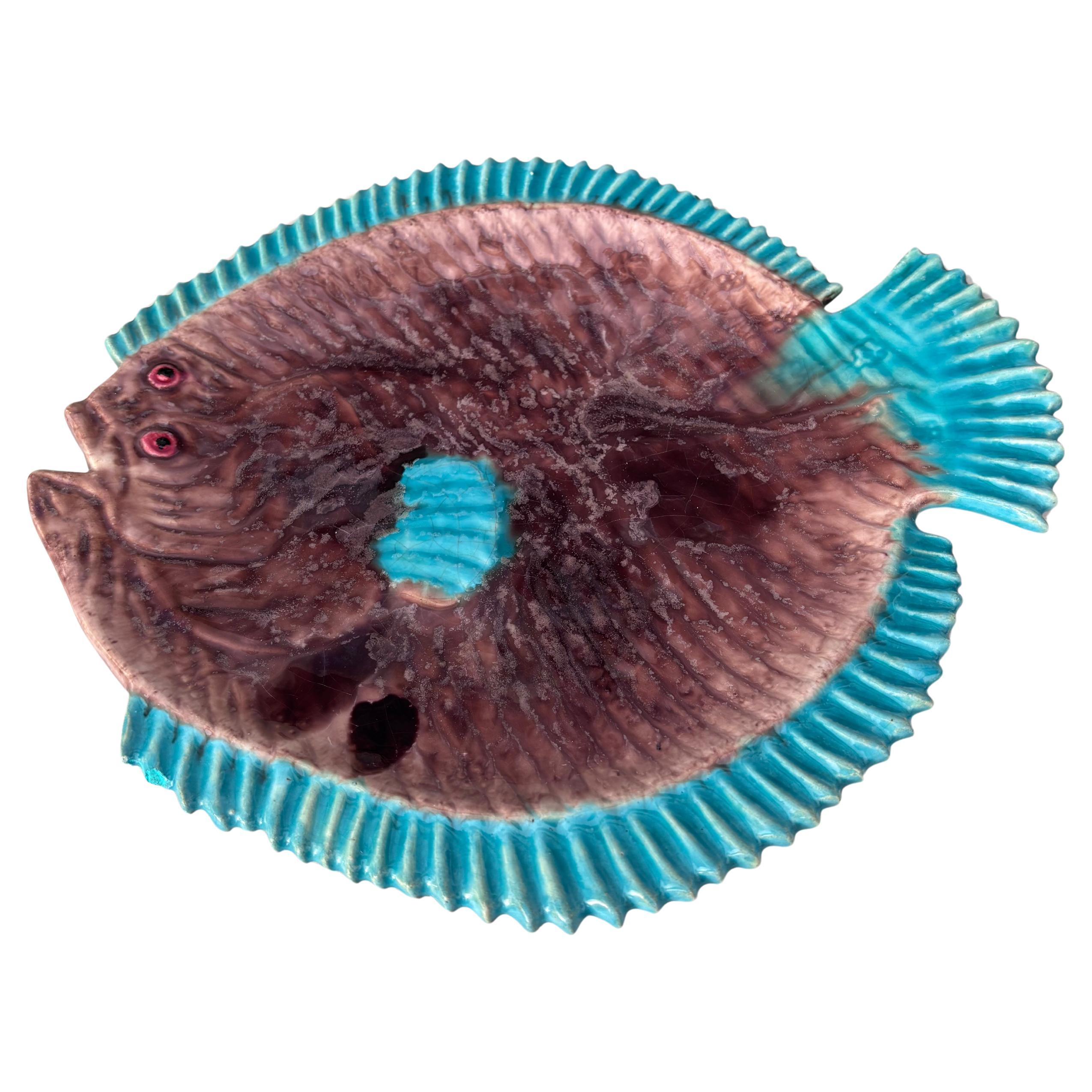 Art déco Rare Ensemble de Poissons 12 Assiettes &  1 plateau Bavent vers 1930 en vente