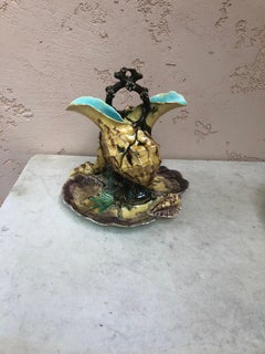 Rare Majolica Shell Ewer Vase Luneville, Circa 1880