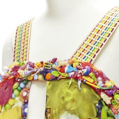 rare MANISH ARORA Doll Toys embellished slit front printed top