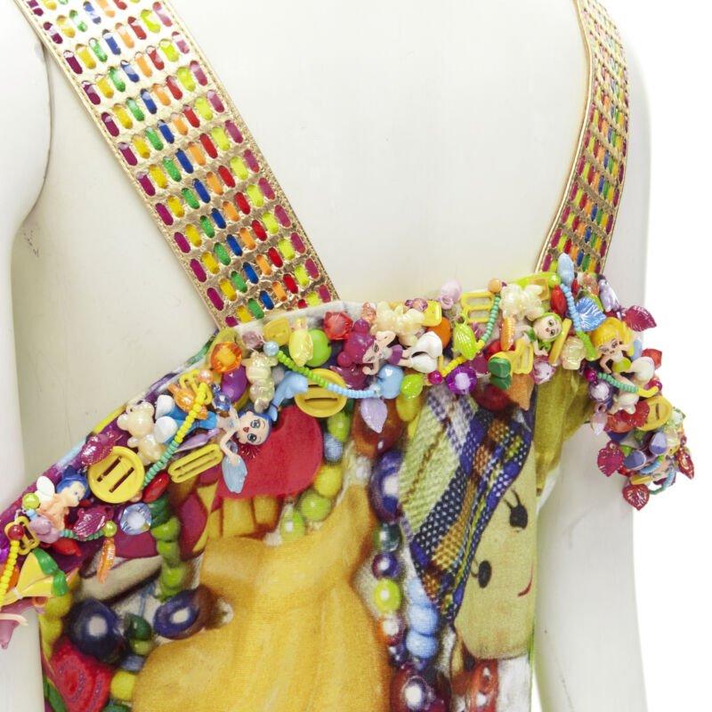 rare MANISH ARORA Doll Toys embellished slit front printed top For Sale 2
