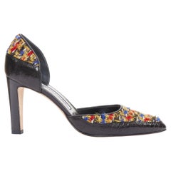 rare MANOLO BLAHNIK Kurung Dorsay multicolor boucle tweed court pumps EU37