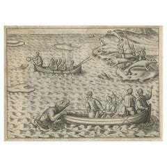 Rare Map of Kildin Island in Russia Plus Engraving of Seal Hunting, 1614