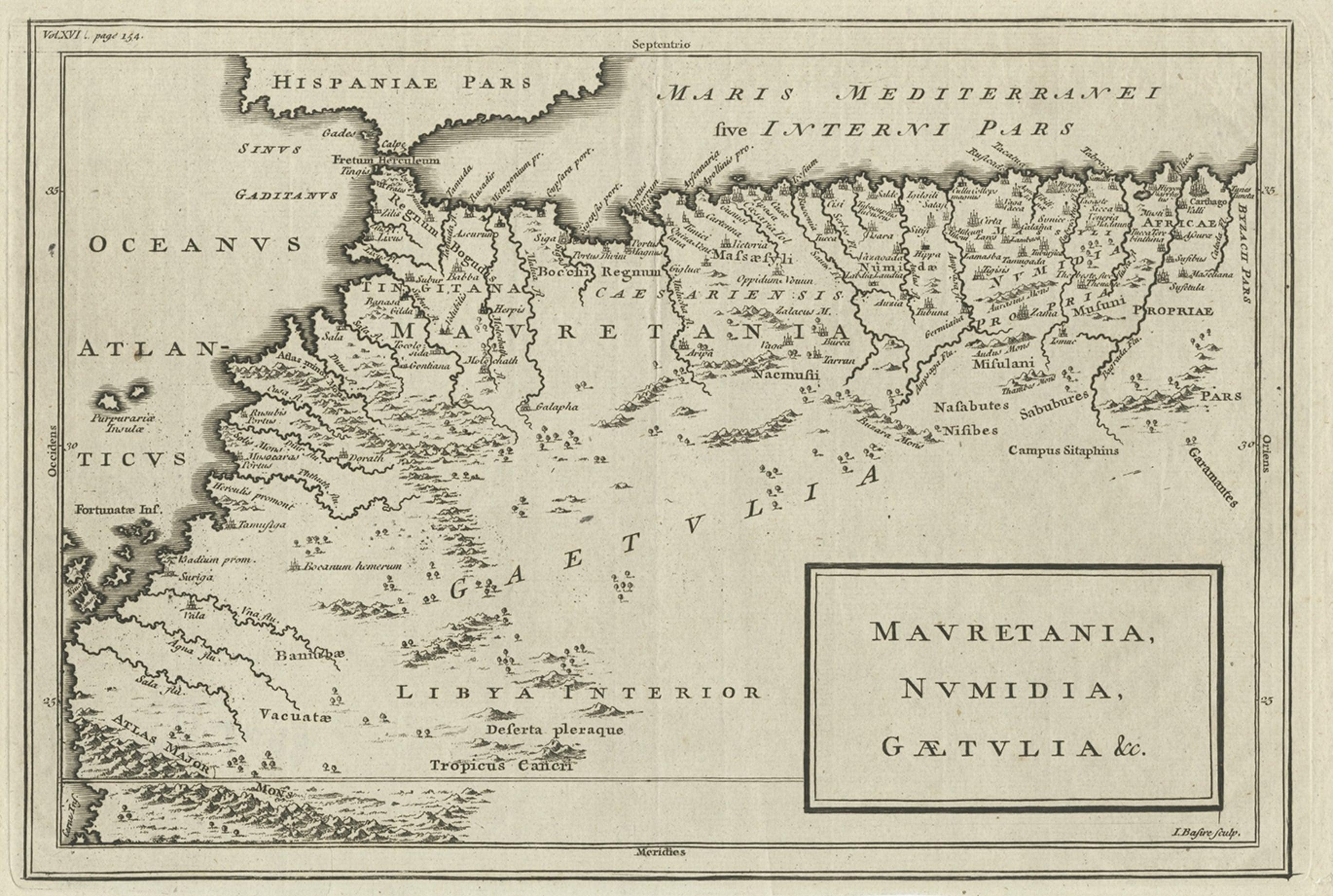 Carte rare d'Afrique du Nord représentant Numidia, Libia et Maroc, publiée vers 1740 Bon état - En vente à Langweer, NL