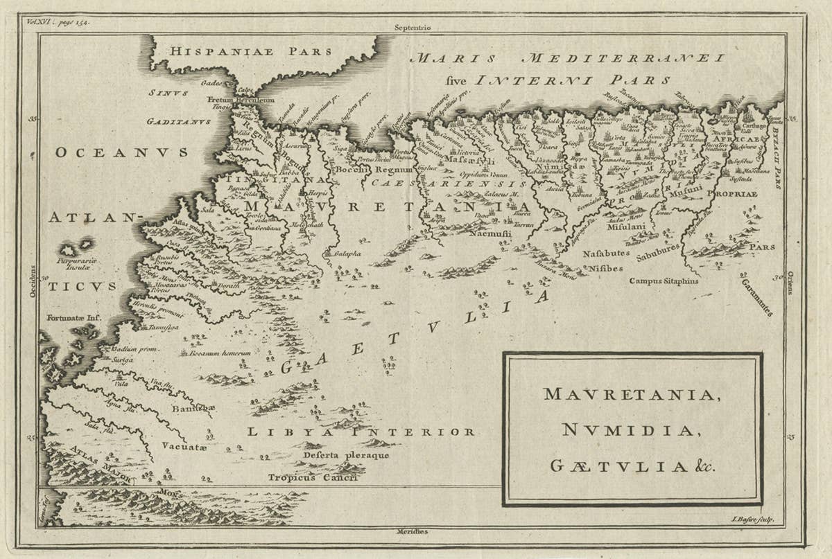 Rare Map of North Africa Depicting Numidia, Libia and Morocco, Published C.1740