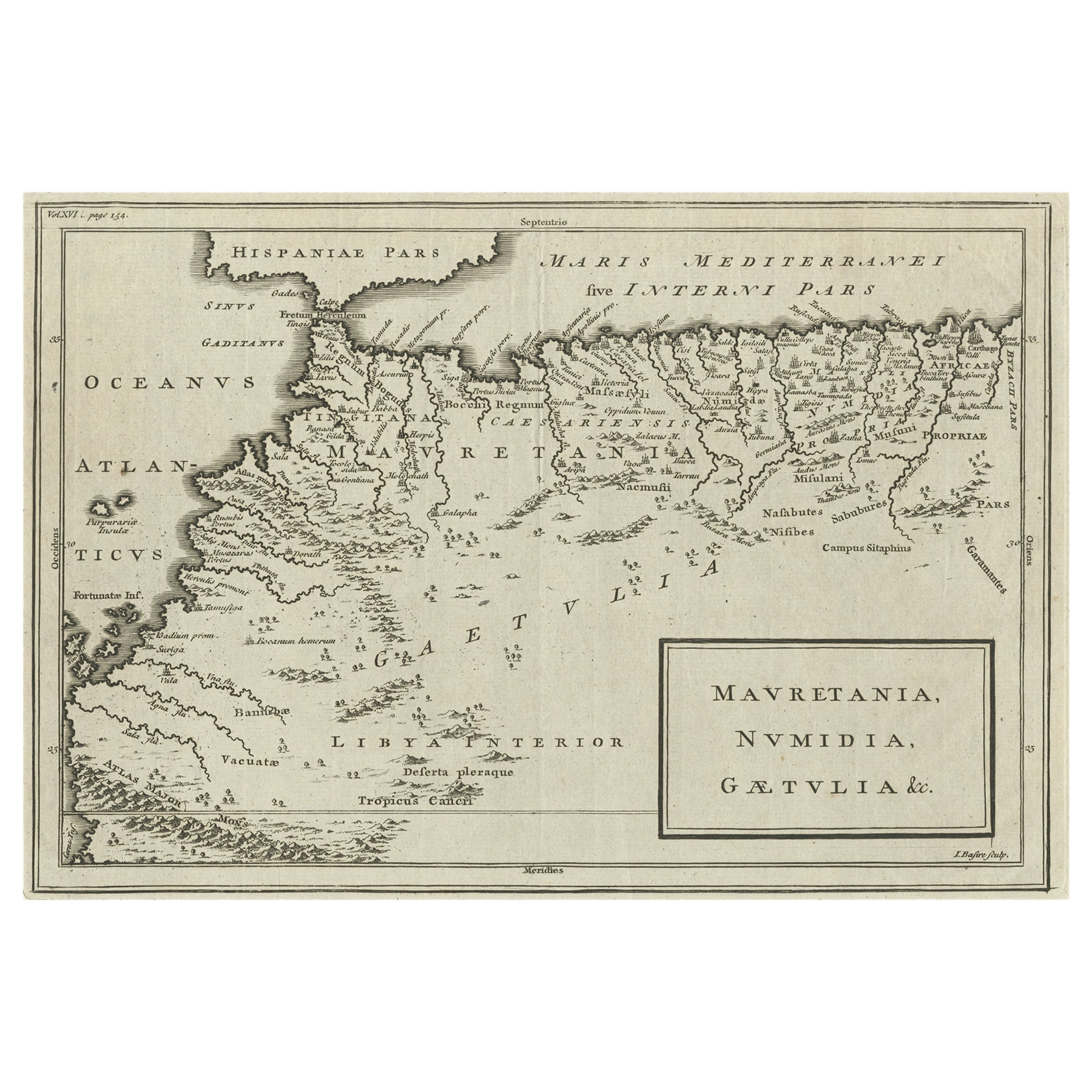 Rara carta del Nord Africa raffigurante la Numidia, la Libia e il Marocco, pubblicata nel 1740 circa in vendita