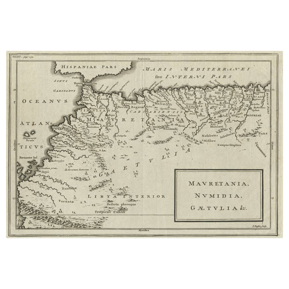 Rare Map of North Africa Depicting Numidia, Libia and Morocco, Published C.1740