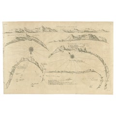 Antique Rare Map of Six Coast Views and Anchorages of Sierra Leone and Indonesia, 1660