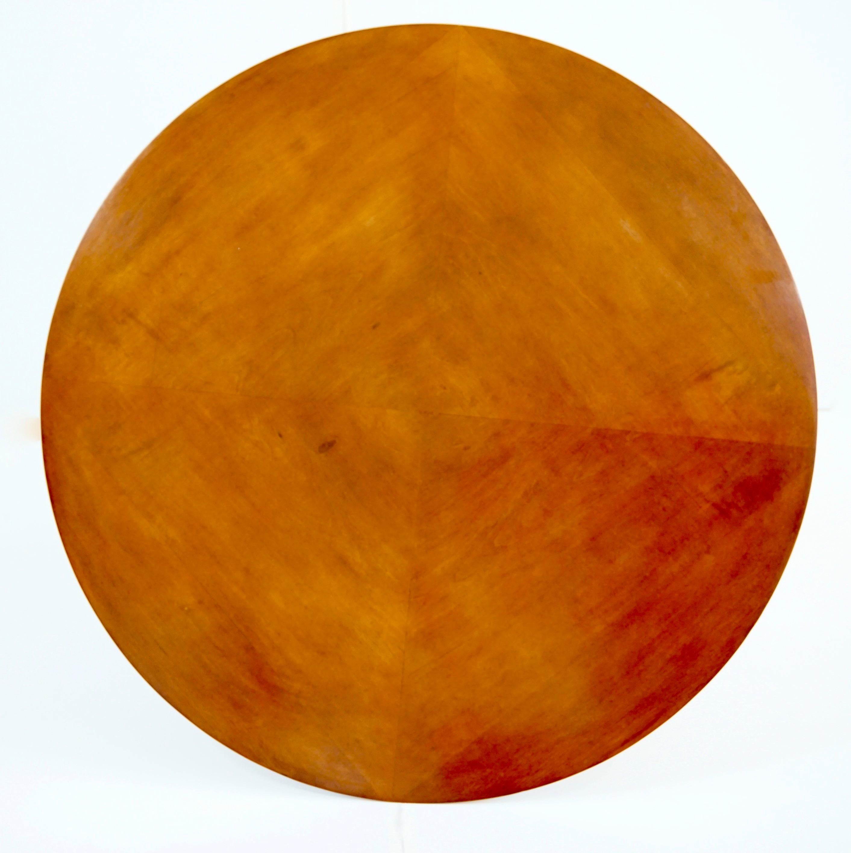 Rare Maple and Brass Round Center Table by I.S.A. Bergamo 1950 For Sale 6