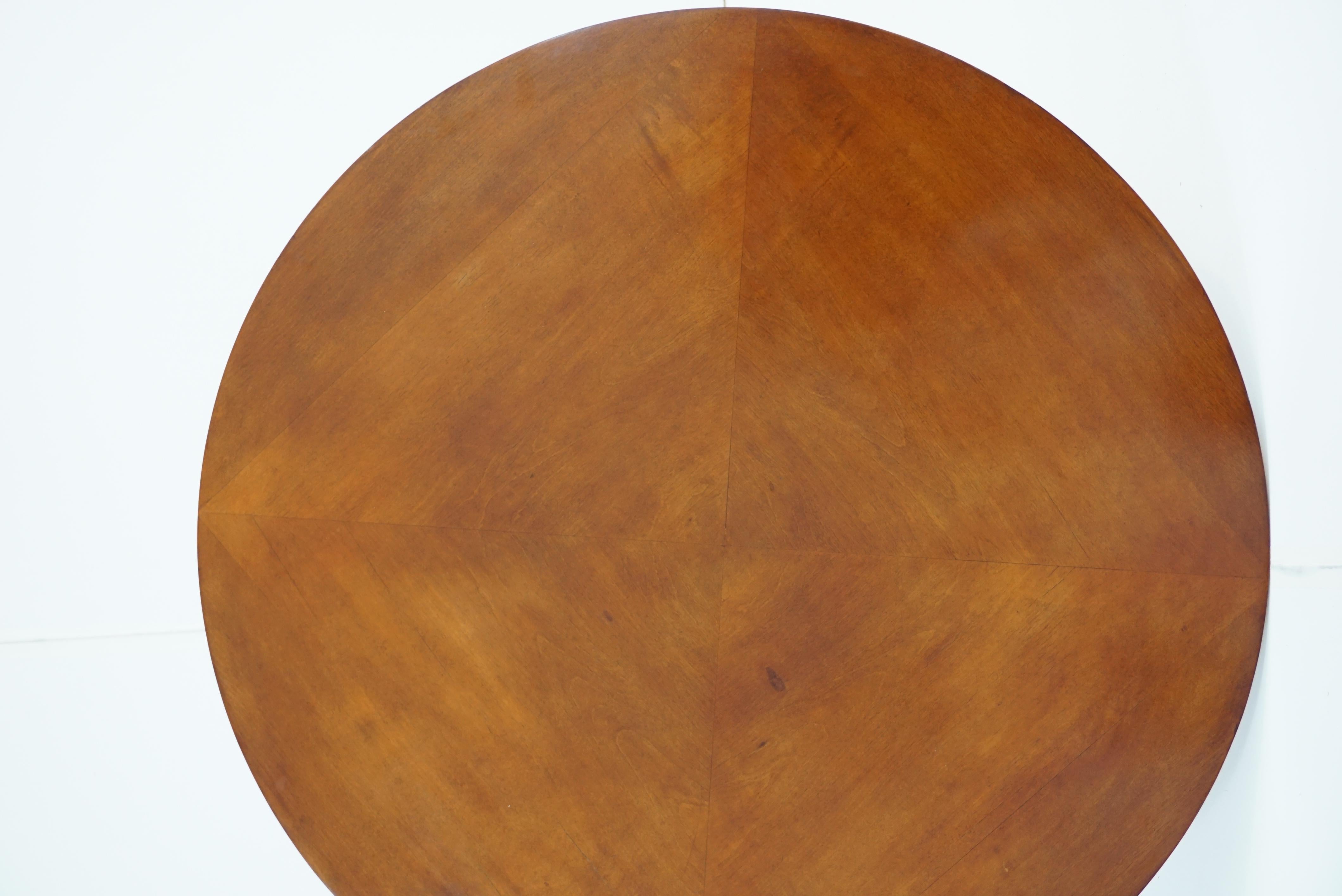 Rare Maple and Brass Round Center Table by I.S.A. Bergamo 1950 For Sale 7