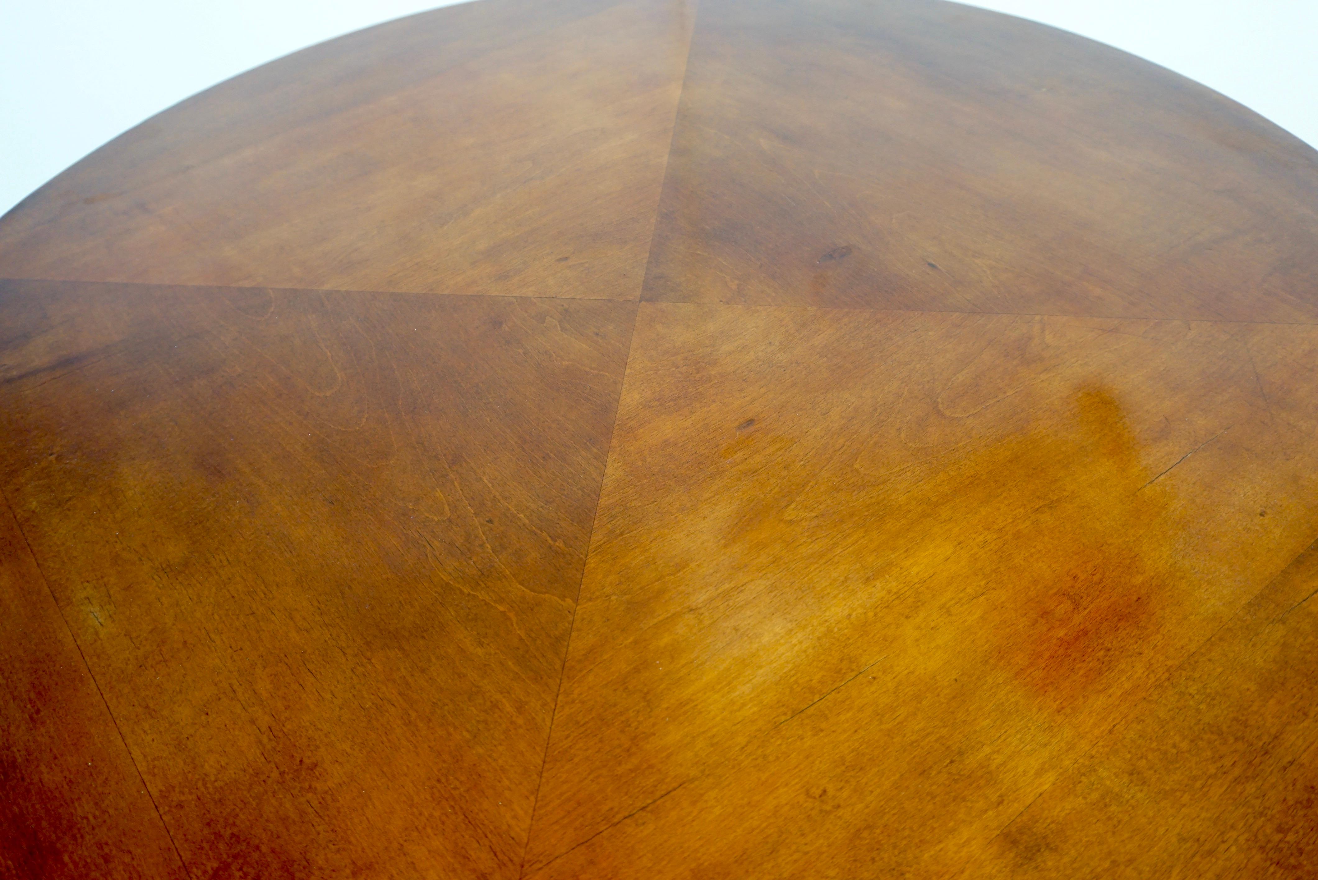 Rare Maple and Brass Round Center Table by I.S.A. Bergamo 1950 For Sale 13