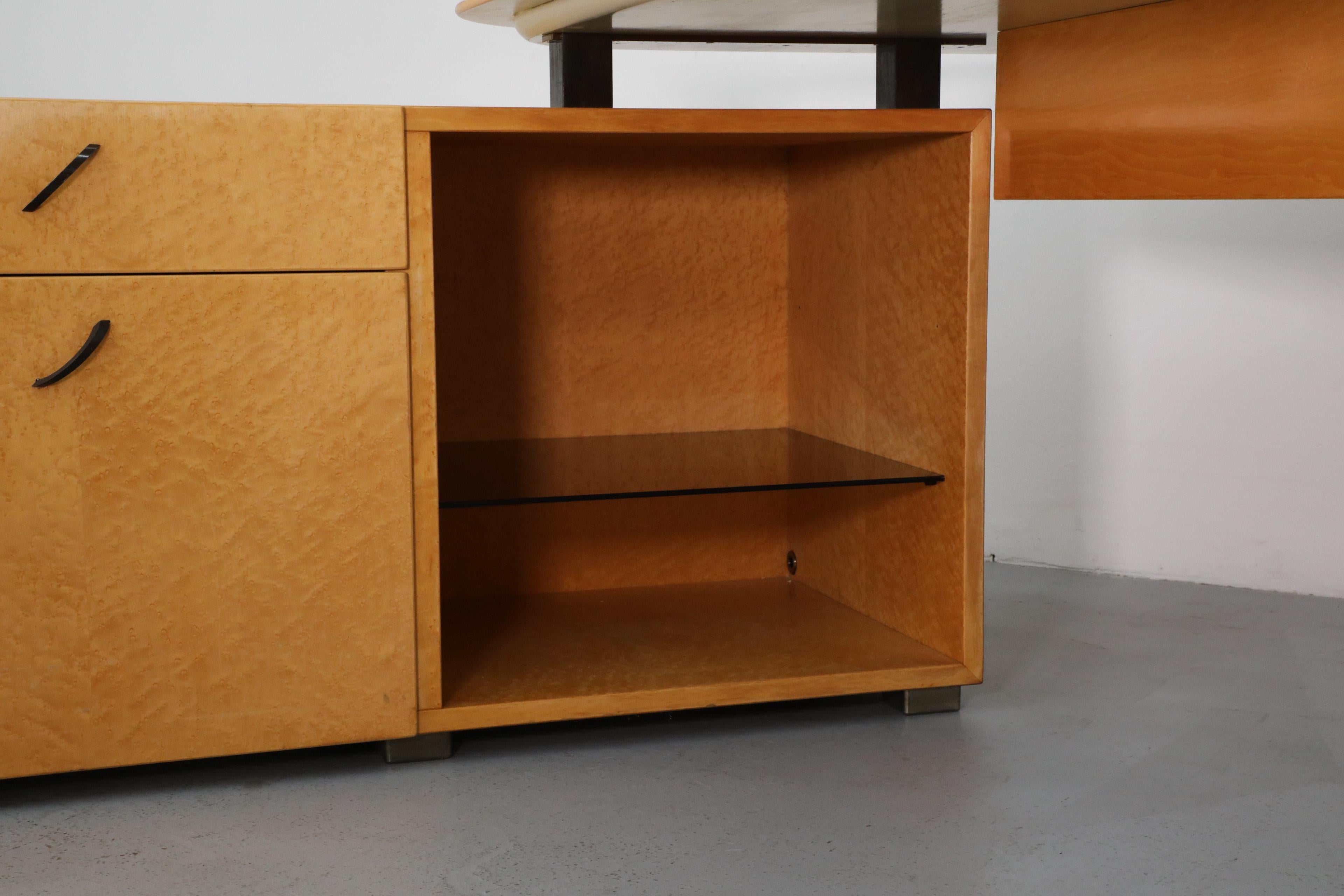 Rare Maple Desk with Return by Giovanni Offredi for Saporiti, 1970's For Sale 13