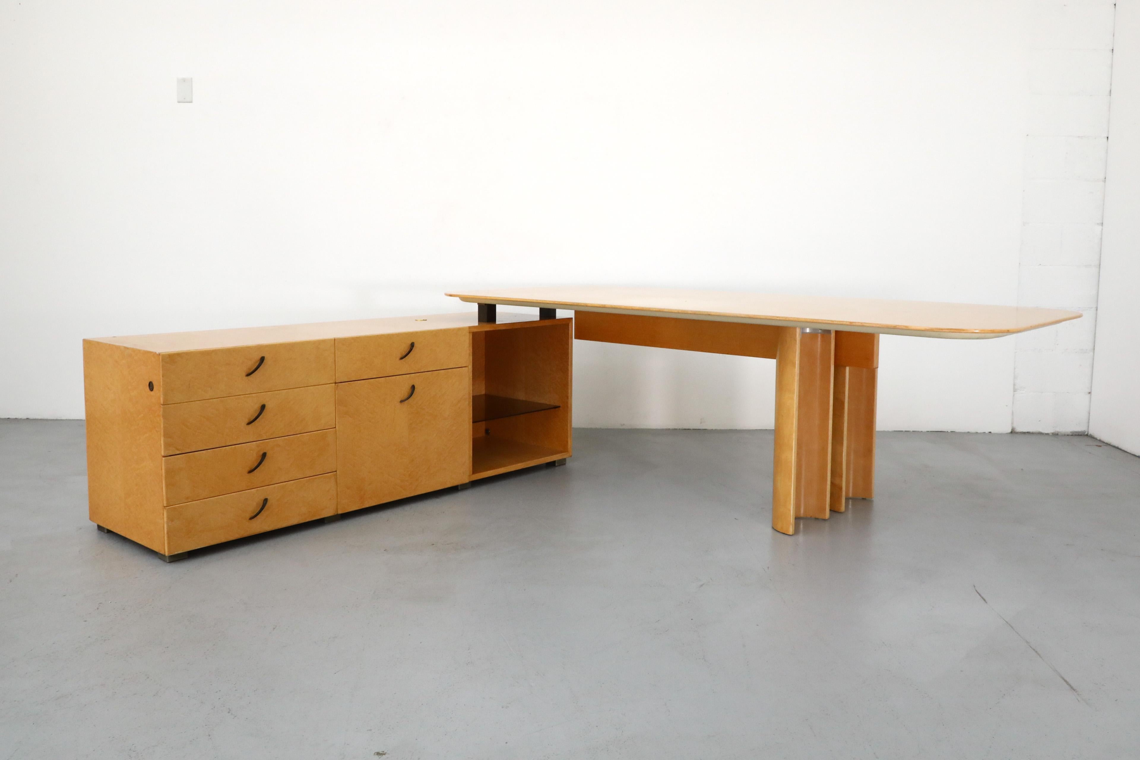 Rare Maple Desk with Return by Giovanni Offredi for Saporiti, 1970's For Sale 14