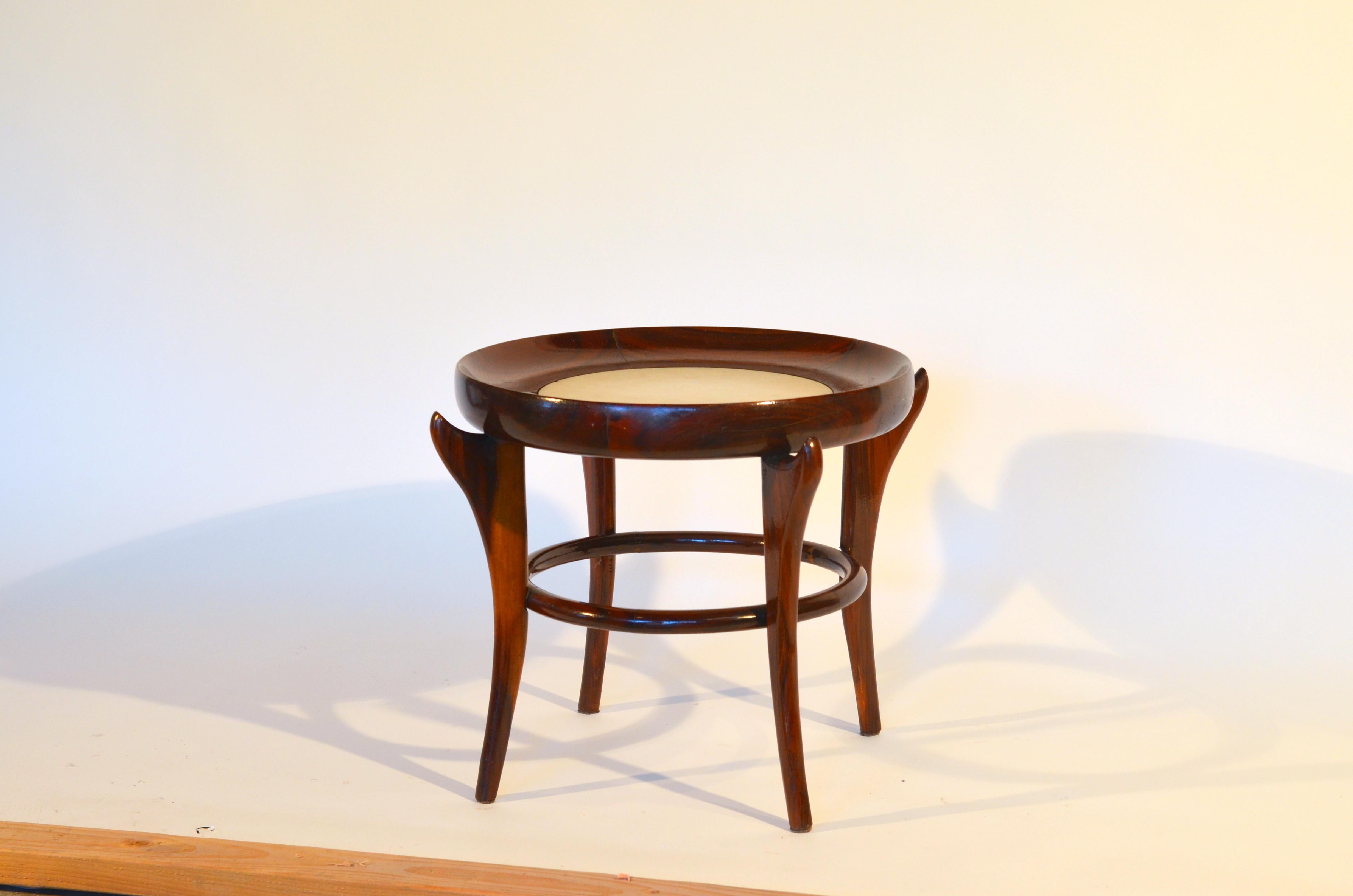 Rare 'Maracana' Brazilian jacaranda side table by Guiseppe Scapinelli. Stamped 45.

Scapinelli, a designer of Italian origin, born in 1891, was both a furniture maker and retailer in 1950s-1960s in São Paulo. His style is easily recognizable