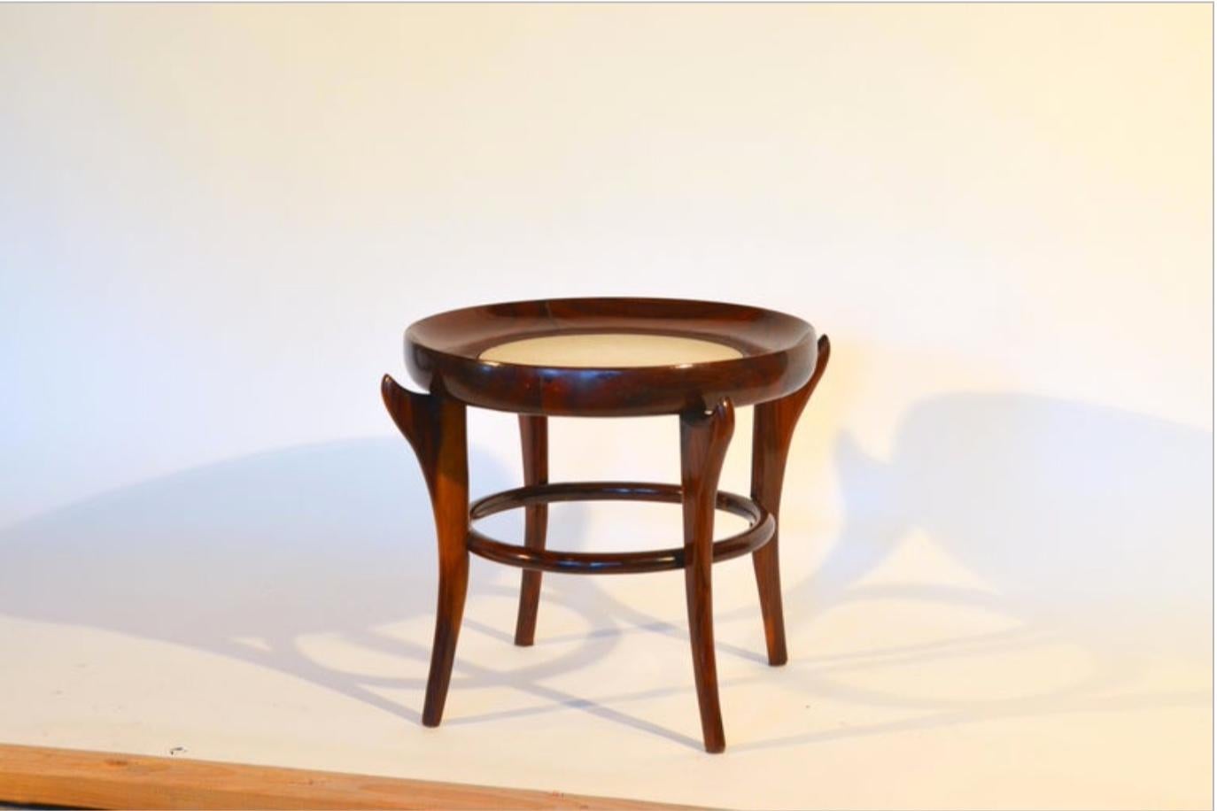 Rare 'Maracana' Brazilian jacaranda side table by Guiseppe Scapinelli. Stamped 45.

Scapinelli, a designer of Italian origin, born in 1891, was both a furniture maker and retailer in 1950s-1960s in São Paulo. His style is easily recognizable