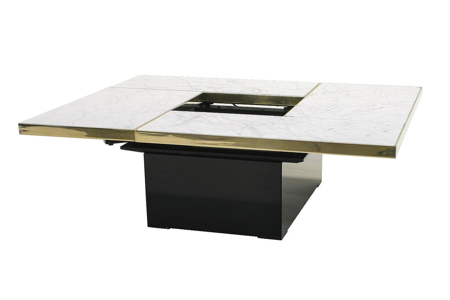 Rare Marble & Brass Hidden Bar Coffee Table by Paul Michel, France, 1970s For Sale 2