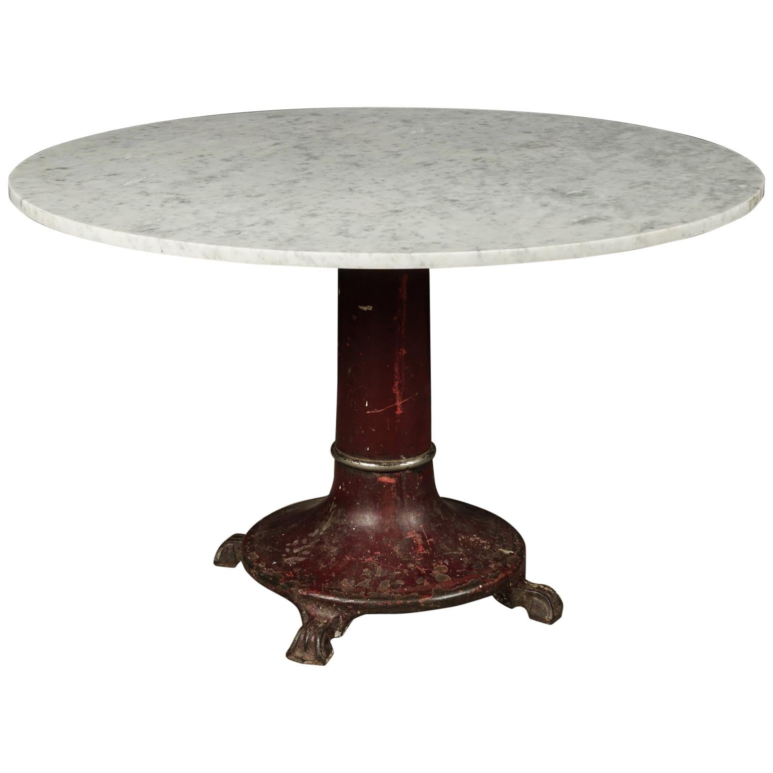 Rare Marble Dining Table With Iron Base, circa 1920