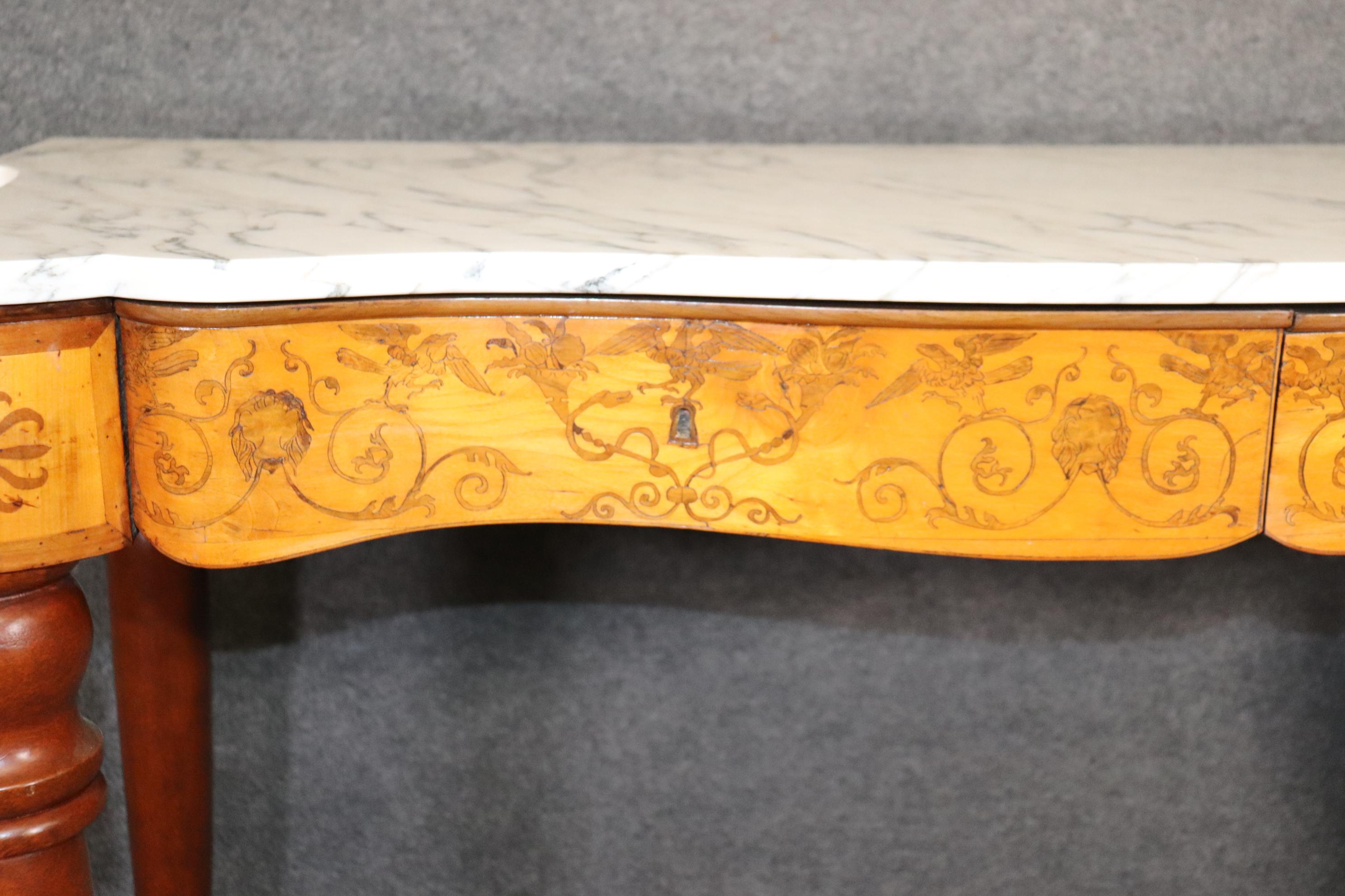 Rare table de fabrication de pâtisserie italienne Pasta Ravioli en bois de satin incrusté de marbre  6