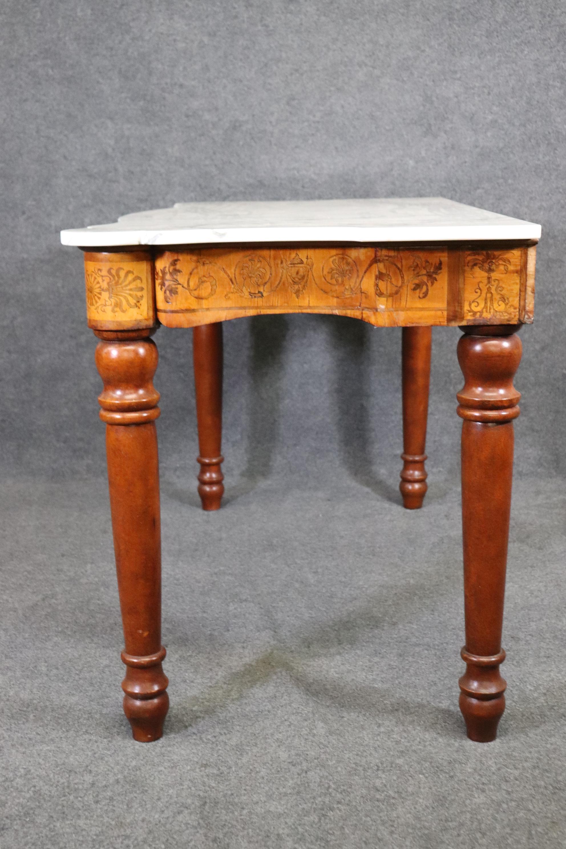 French Provincial Rare Marble Top Italian Inlaid Satinwood Pasta Ravioli Pastry Making Table