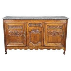 Rare Marble Top Period Country French Antique Marble Top Sideboard
