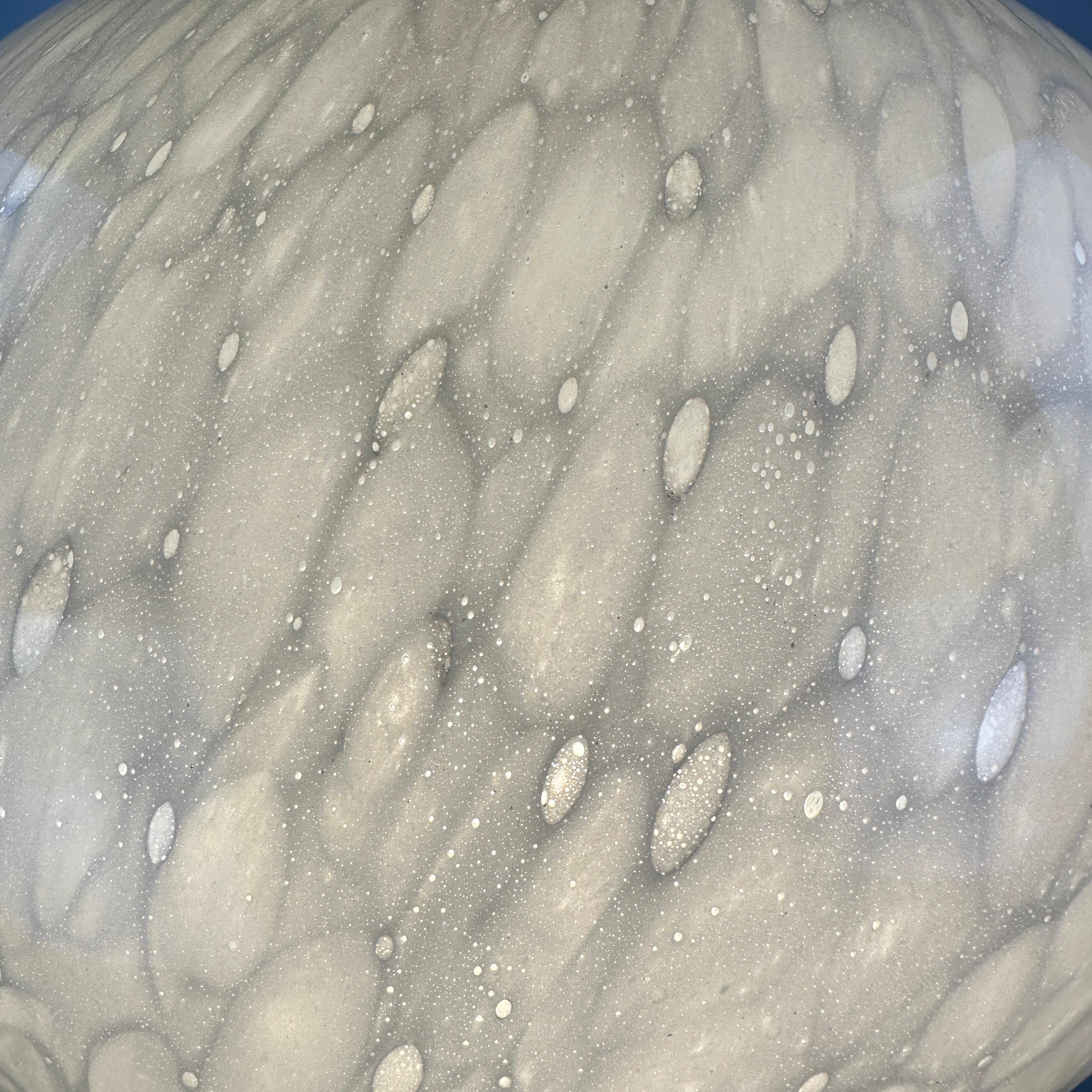 Rare marbled white globe glass pendant light by Peill and Putzler 1970 In Excellent Condition For Sale In TERHEIJDEN, NB