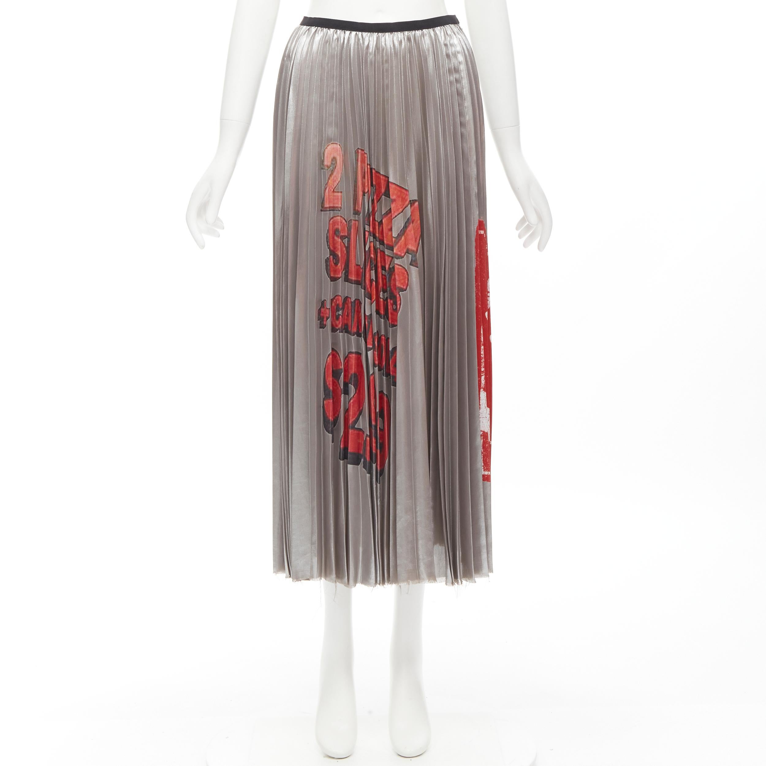 rare MARC JACOBS punk Pizza graffiti Cola print silver pleated skirt S For Sale 2